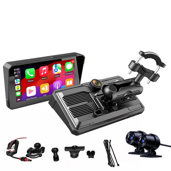 without DVR - YUEHOO M590 6 inch Carplay Motorcycle GPS Navigation IPX8 Waterproof For Wireless CarP