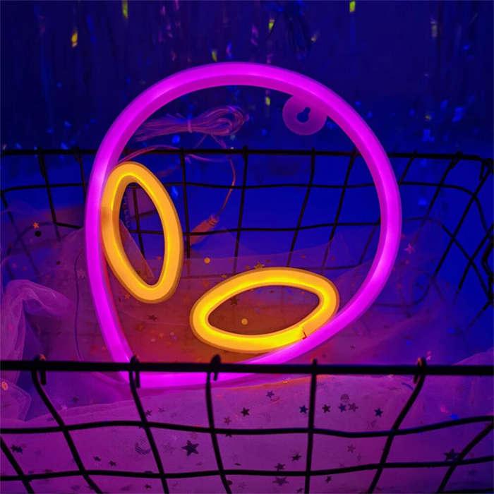 A - LED Halloween Neon Signs Atmosphere Lamp IP42 Waterproof 22x19.5cm Blue Pink Yellow Decor for Ho