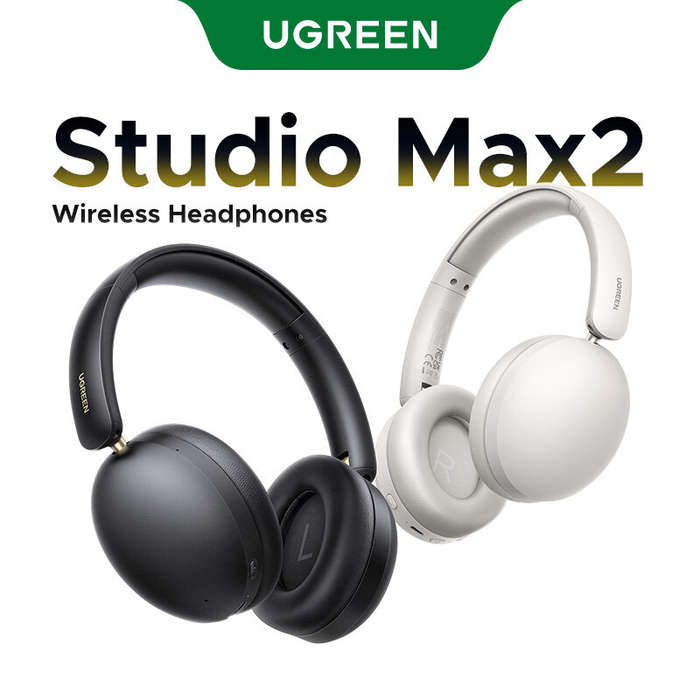 White - UGreen HiTune Max2 bluetooth 5.4 Headset Noise Cancelling Headphone 40mm Driver AAC Audio AI