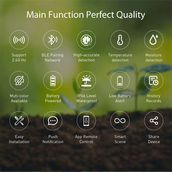 White - NEO Wireless WIFi Soil Sensor Support Soil Moisture Temperature Smart Home Solar Soil Sensor