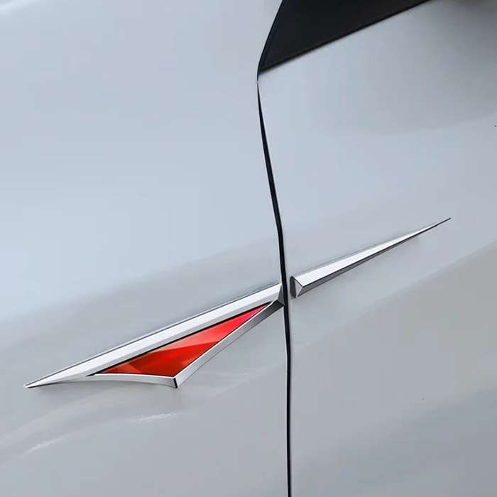 Black+Blue - 2pcs 3D Leaf Side Emblem Sticker Metal Alloy Car Stickers Side Emblem Badge Universal