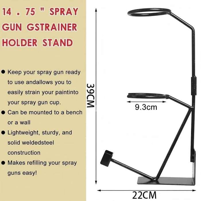 Black - Adjustable Steel Spray Gun Stand Lightweight Black Paint Filter Rack Stable Base for Worksho