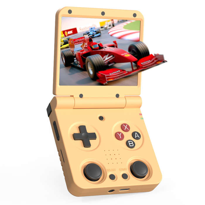Black - Miyoo Flip V2 64G 4500+ Games Handheld Flip Game Console 3.5 Inch IPS Screen Dual Analog Sti