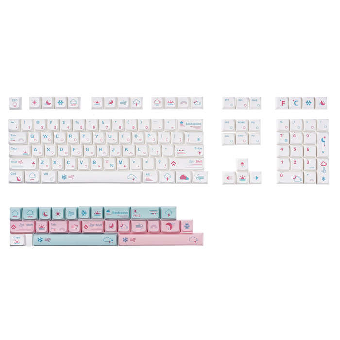 132 Keys Weather Keycap Set PBT Sublimation XDA Profile English/Japanese Custom Keycaps for Mechanic