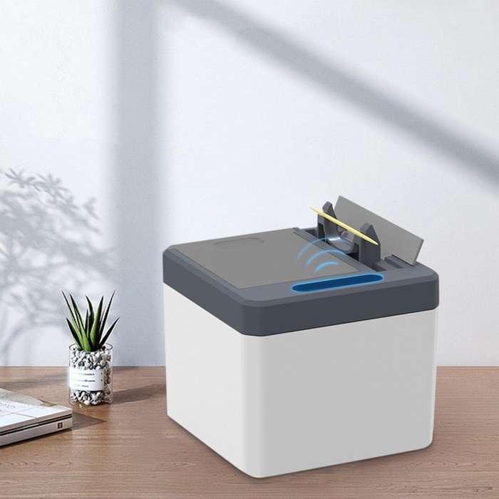 Grey+White - Automatic Toothpick Holder P0P-UP Toothpick Dispenser with Infrared Sensor Contactless