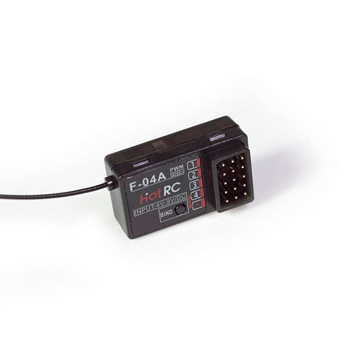 1 PC - HOTRC F-04A 2.4GHz 4CH PWM Receiver Compatible with HT-5A HT-6A HT-8A HT-10 DS600 DS800 DS-4A