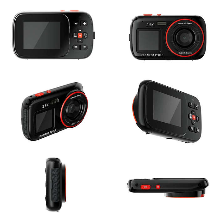 Black - 72MP Digital Camera for Photography and Video Dual HD Screen 16x Zoom Portable Cameras Gifts