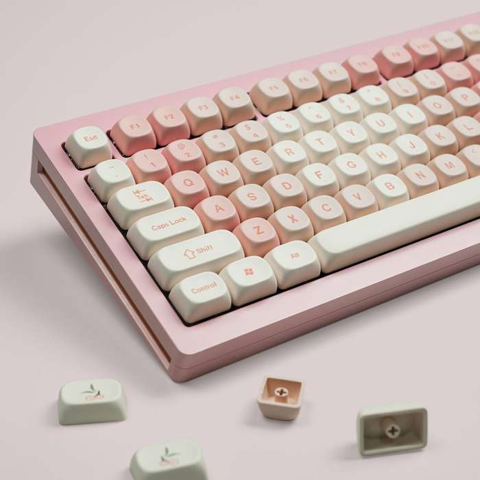 Pink - XVX Cherry Pudding 143 Keys MOA Profile Dye-Sub PBT Keycap Set for ANSI Layout 61/68/84/87/10