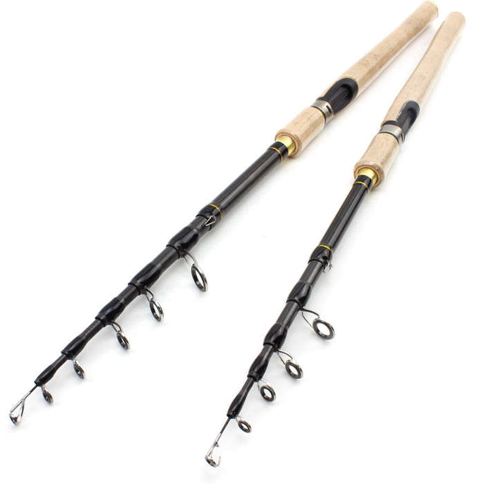 2.1M - Ultra-short Telescopic Carbon Spinning Fishing Rod Portable Cork Handle Travel Fast Lure Fish