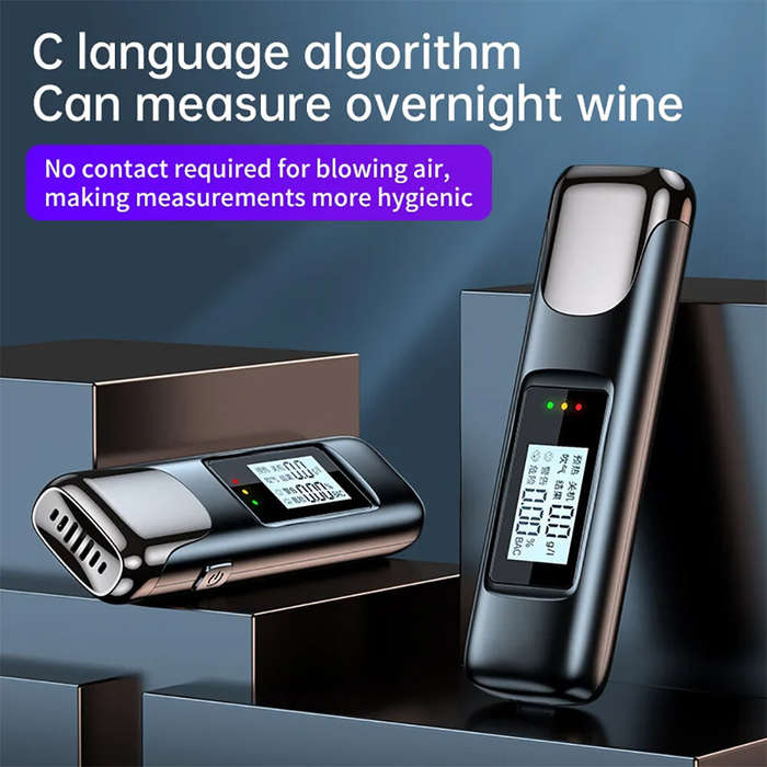 Black - High-Precision Professional Alcohol Tester Drunk Alarm Reminder Breath Alcohol Tester Breath