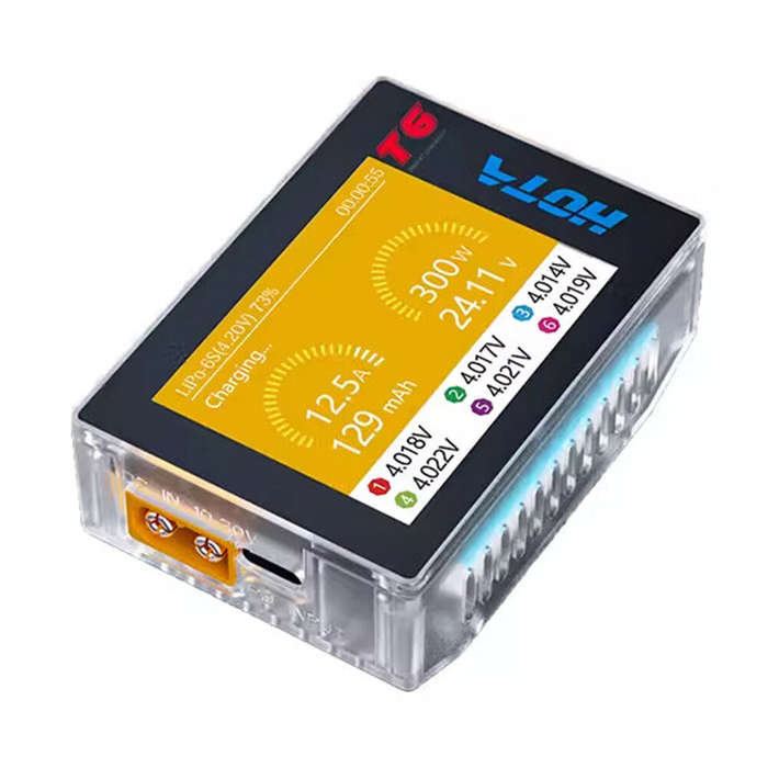 Black - HOTA for T6 DC 300W PD 90W 15A 1-6S Pocket LiPo Battery Charger