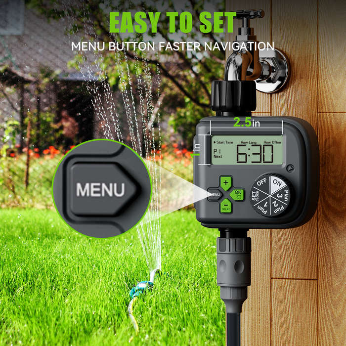 EU Plug - Rainpoint Smart Garden Irrigation Timer Weather-Responsive Rain Delay LCD Digital Water Ti