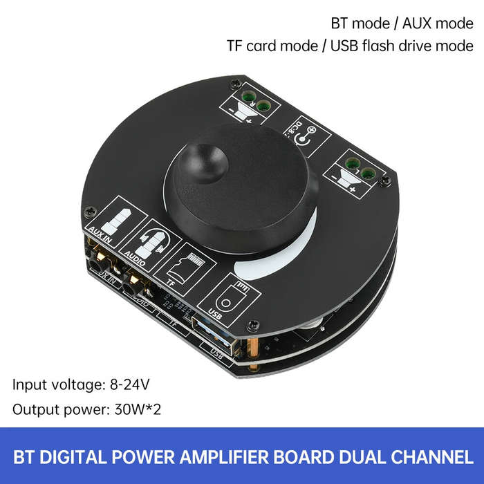Black - A502 30W+30W 2.0 Dual Channel Digital Stereo HiFi bluetooth 5.0 Amplifier Board 30W*2 Suppor