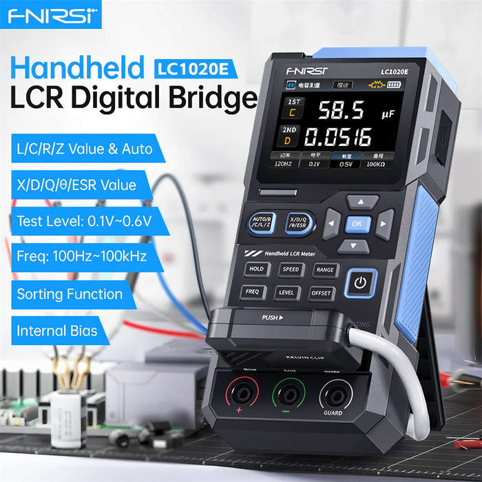 blue - FNIRSI LC1020E Handheld LCR Bridge Tester 100Hz to 100kHz Precision Frequency Auto Calibratio