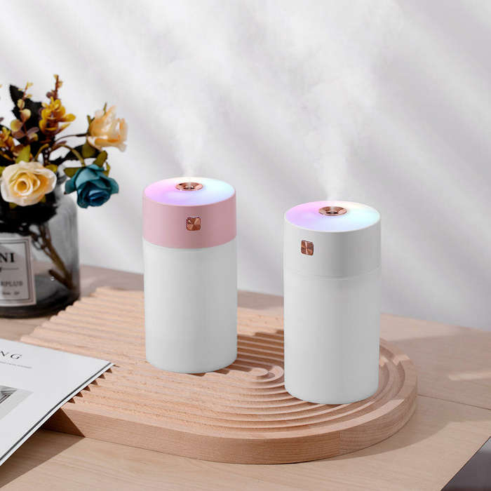 White - Portable Led Light Mini 300ml Spray Mist Humidifier Double Wet Aroma Essential Oil Diffuser