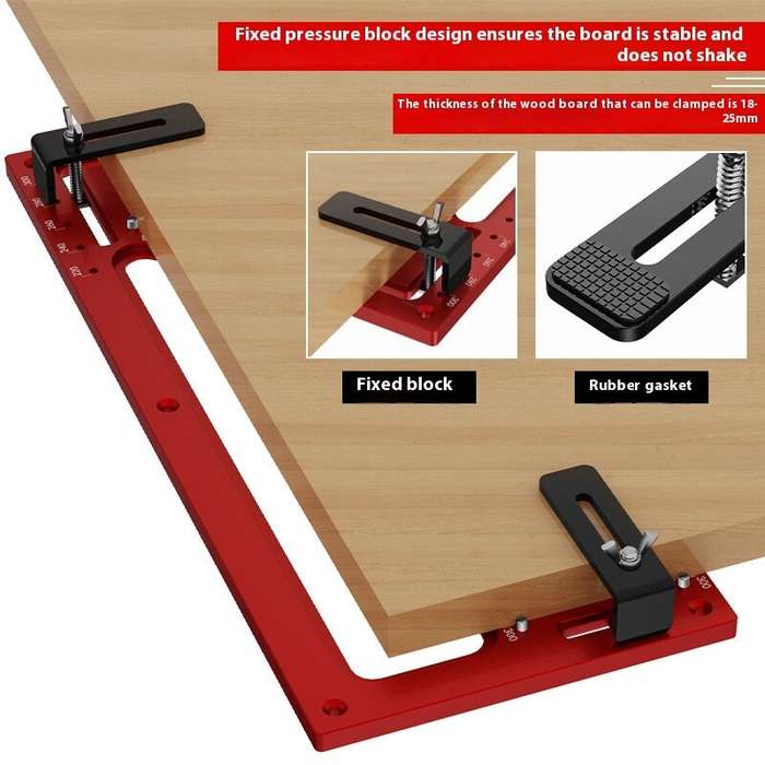 Red - BOHAN Invisible Embedded Handle Slotting Template For Wardrobe Cabinet Door No Handle Needed S