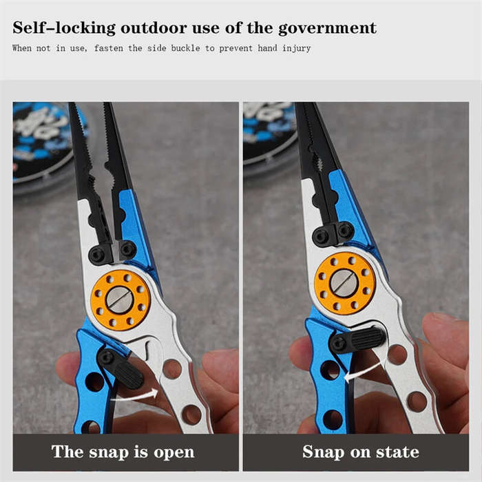Blue - ZANLURE Fishing Pliers Line Cutter Split Ring Multi-Purpose Cutter With Coiled Lanyard Buckle