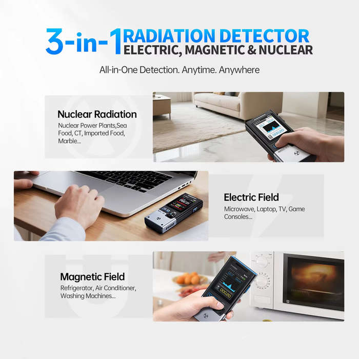 white - FNIRSI GC-03 Electromagnetic Radiation Tester 3-in-1 Magnetic Electric Field RF Power Geiger