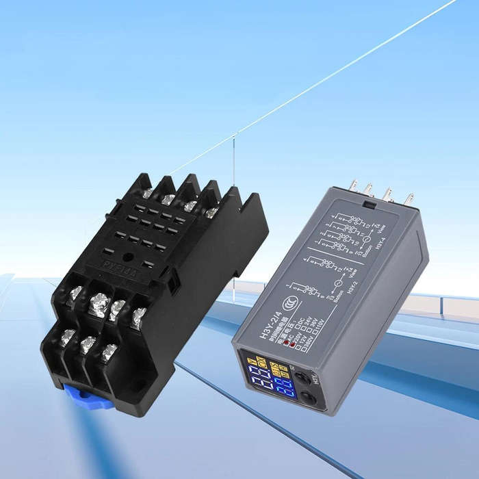 DC12V - H3Y-4 Adjustable Time Relay 14 Pin LCD Digital Display DC 12V 24V AC 220V Dual Time Cycle Co