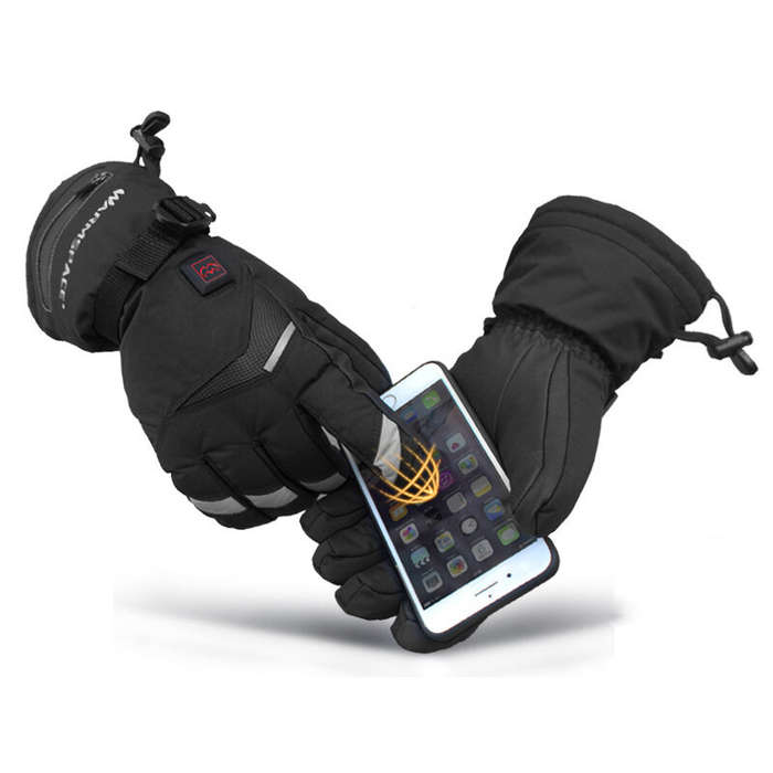 XL - WARMSPACE 3-Modes Electric Heated Gloves Full Fingers Heating Winter Gloves Men Women Waterproo