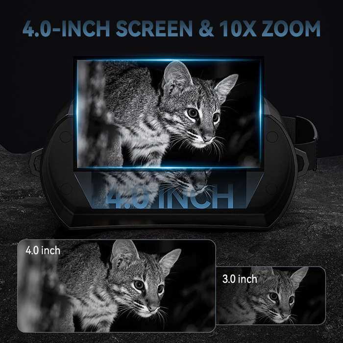 Black - 4K Night Vision Binoculars Model 336 48MP 4 Inch Display 10x Digital Zoom 800M Infrared Rang