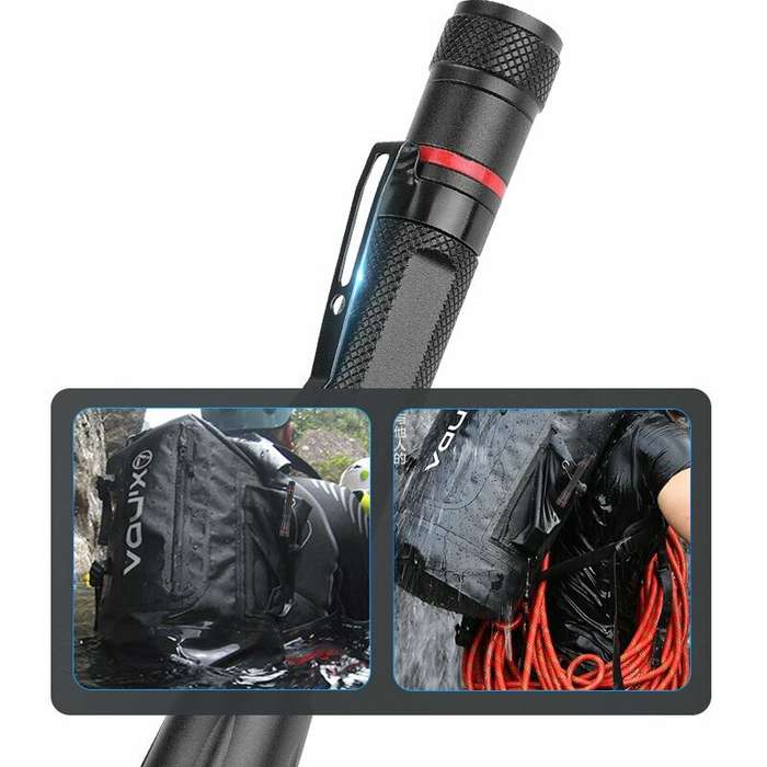 Black - XPE LED Zoomable Penshape Detection Flashlight Focus Adjustable Mini LED Torch Penlight Pock