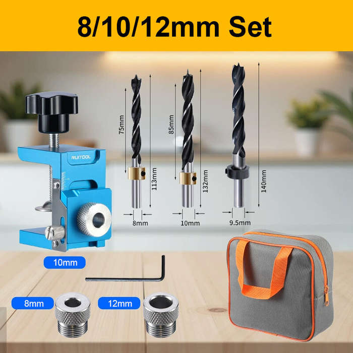 #A - Shelf Hole Locator Aluminum Alloy Positioning Clamp 6mm 8mm 10mm 12mm Drill Sleeve Precision La