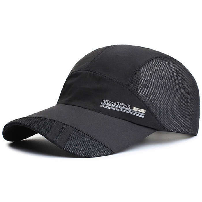 Black - Men Lightweight Quick Dry Breathable Baseball Cap Cool Mesh Outdoor Sports Sun Protection Du