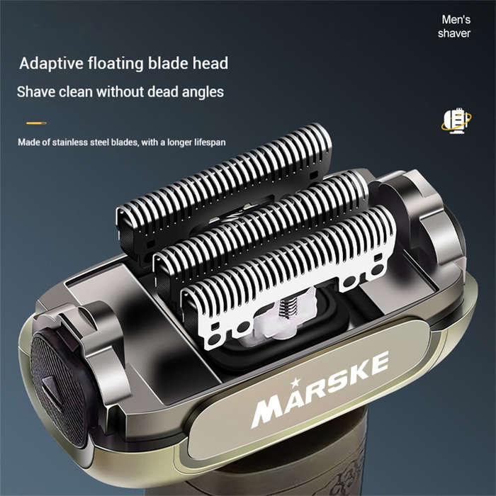 Gold - MARSKE MS-3413 Electric Foil Shaver LED Digital Display 1200mAh USB Rechargeable IPX7 Waterpr