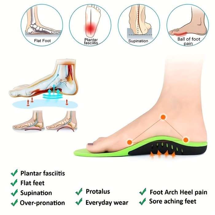 M - 1 Pair Orthotic Foot Insoles Arch Support Damping Sport Insoles Pain Relief Plantar Fasciitis Fl