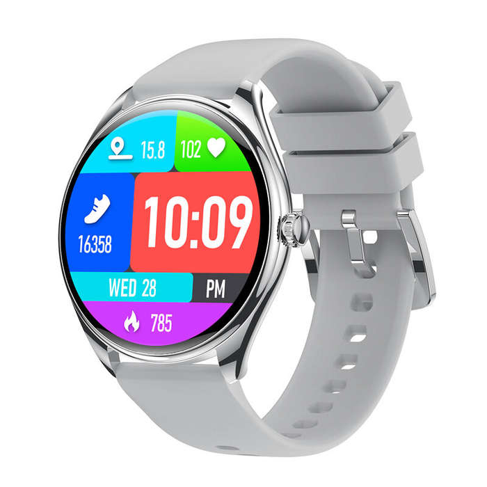 Silver - Bakeey MT55 1.43inch AMOLED Display bluetooth Call Heart Rate Blood Oxygen Monitor Women's