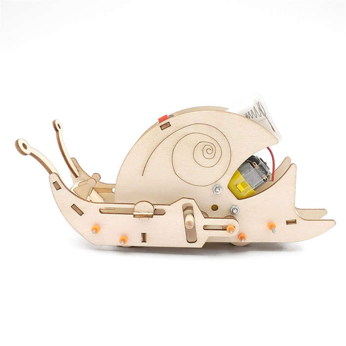 Wooden Bionics Electric Snail Model Assembly Kit DIY Children's Science Experiment Education Toy Stu