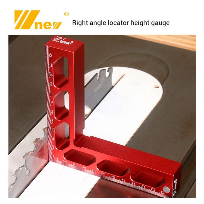 Red - Wnew 5 inch 127 mm Carpenter Woodworking Square Measuring Ruler L Shape Ruler Height Gauge Alu