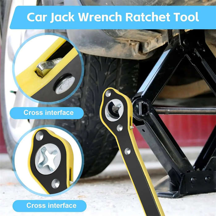 #A - Jack Ratchet Wrench Dual Interface Design High Strength Steel Anti Rust Portable Labor Saving T