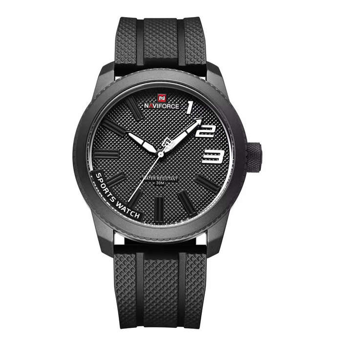 Red - NAVIFORCE Men Sport Watch TPU Strap Simple Dial Quartz Wristwatch Waterproof Watch