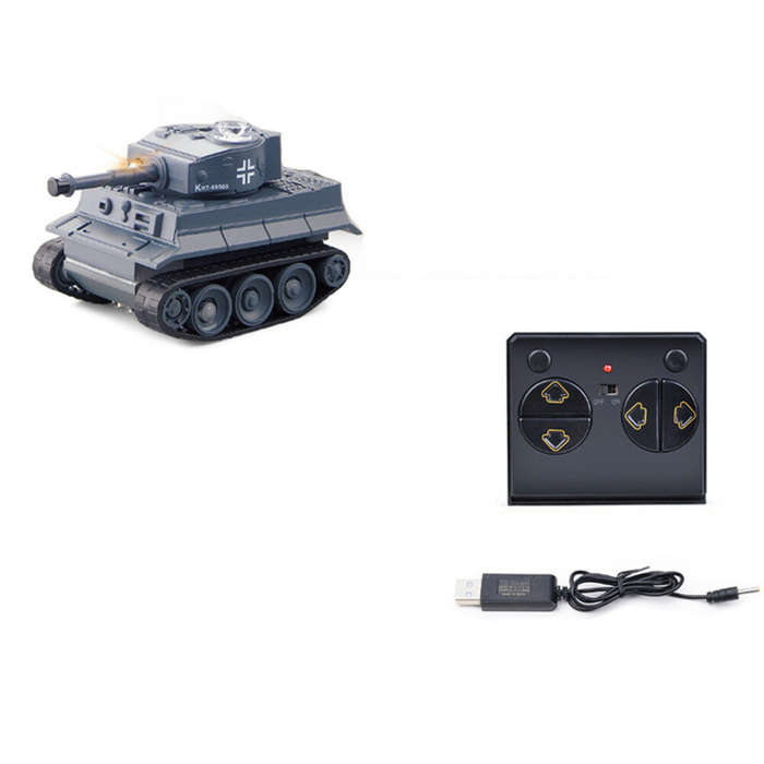 Grey - Happy Cow 777-215 2.4G 4CH Mini Radio RC Car Army Battle Infrared Tank with LED Light RTR Mod