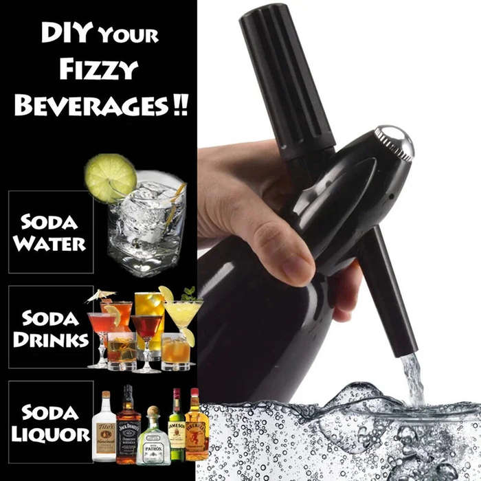 Black - 1L Aluminum Professional Soda Water Bubble Siphon Spark Machine Accessories Bar Kitchen Supp