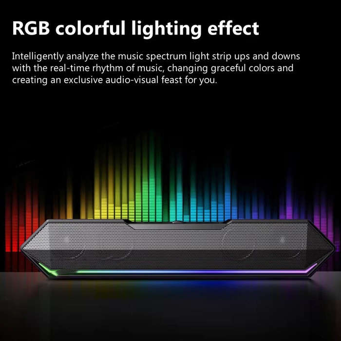 Black - Havit M20 Desktop Speaker Wired bluetooth Soundbar Dual Full-frequency Speakers Dual Bass Di