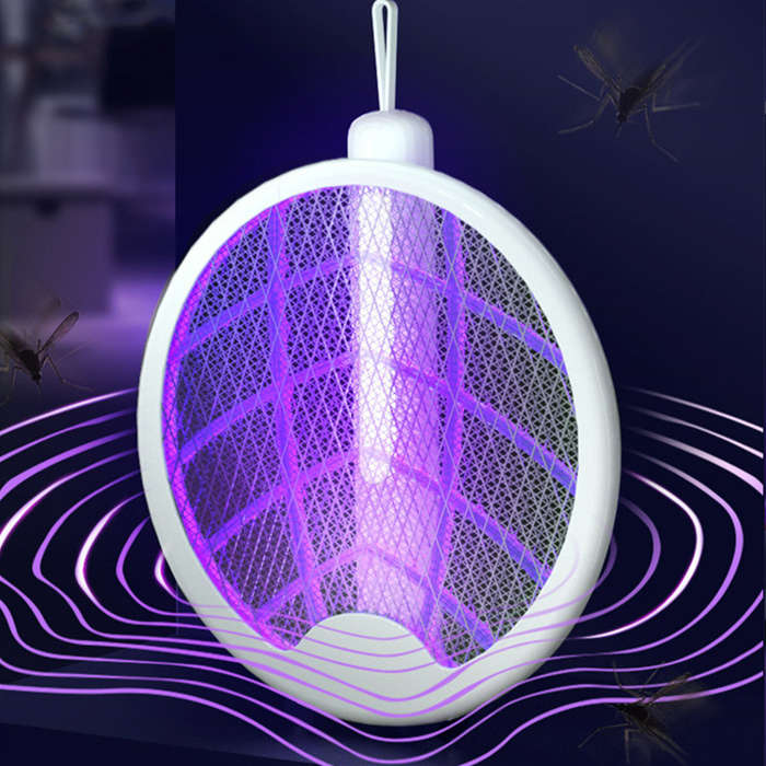 Black - AGSIVO 3 In 1 3000V Cordless Rechargeable Electric Mosquito Bug Zapper Foldable Handheld Mos