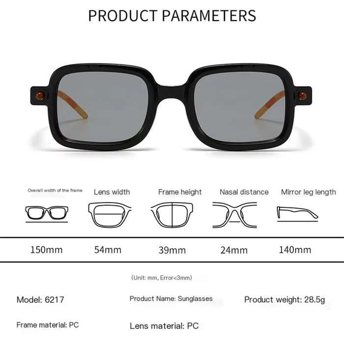 Black - Fashion Retro Square Sunglasses UV400 Protection HD Sun Eyeglass for Outdoor Travel Driving
