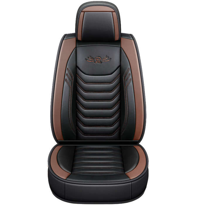 Black - Universal PU Leather Car Front Seat Cushion Cover Non-slip Protector Mat Black