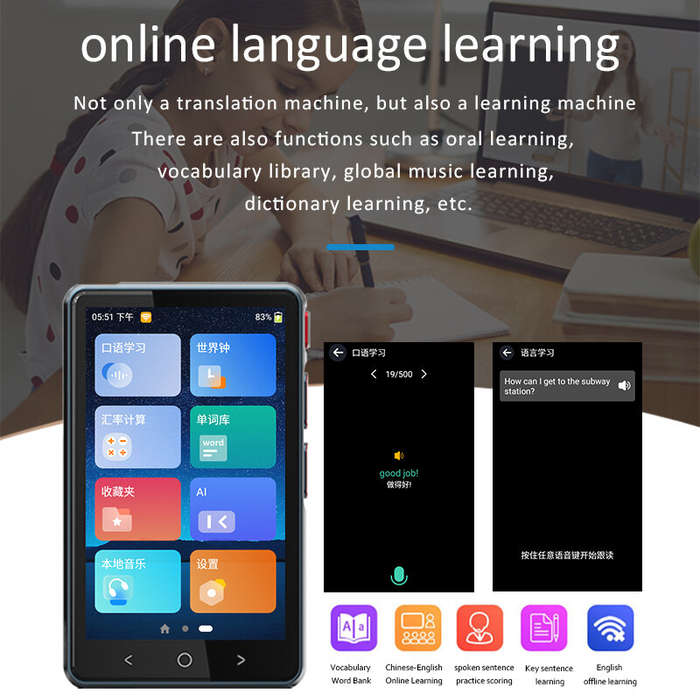 Black - WiFi Version P40 Translator 138 Voice Translations 19 Accurate Offline Translations 57 Photo