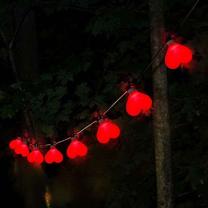 Red - 1 To 8 Solar Red Love Valentine's Day Courtyard Garden Decorative Love Chandelier Lights Outdo