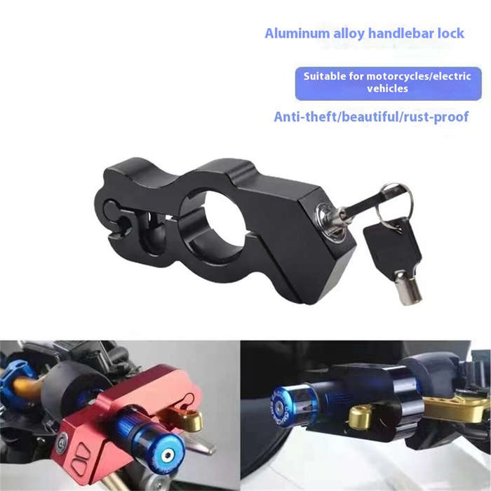 Black - XANES Anti-Theft Aluminum Alloy Handlebar Lock for Bike Motorcycle E-Bike Universal Portable