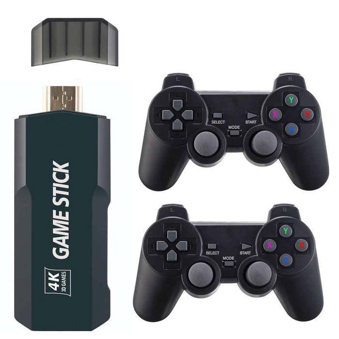 64G - M9 4K Game Stick with Dual 2.4G Wireless Gamepad 64G Built-in 35500+ 3D Games 40+ Simulators M