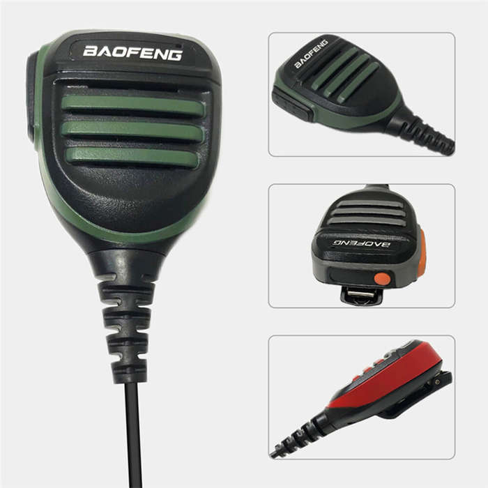 Red - Baofeng Microphone Walkie Talkie High-definition Audio Large PTT Handheld Mic for Baofeng BF-U