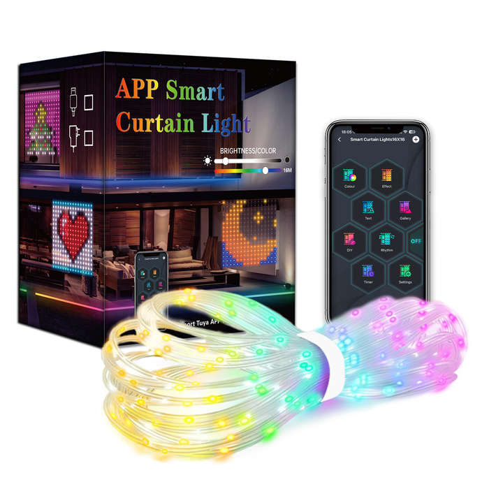 #A - iDeal LED Control Intelligent Colorful Point Control Curtain Light 160x160cm Smart Curtain Lamp