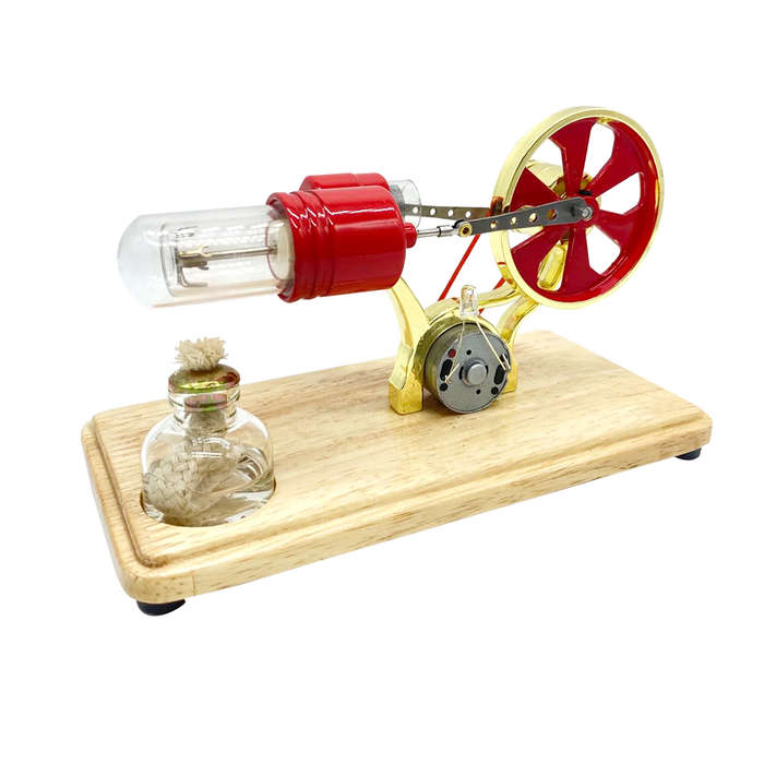 Silver - LL-009 Hot Air Stirling Engine Kit Model Electricity Generator Physical Generator Model wit