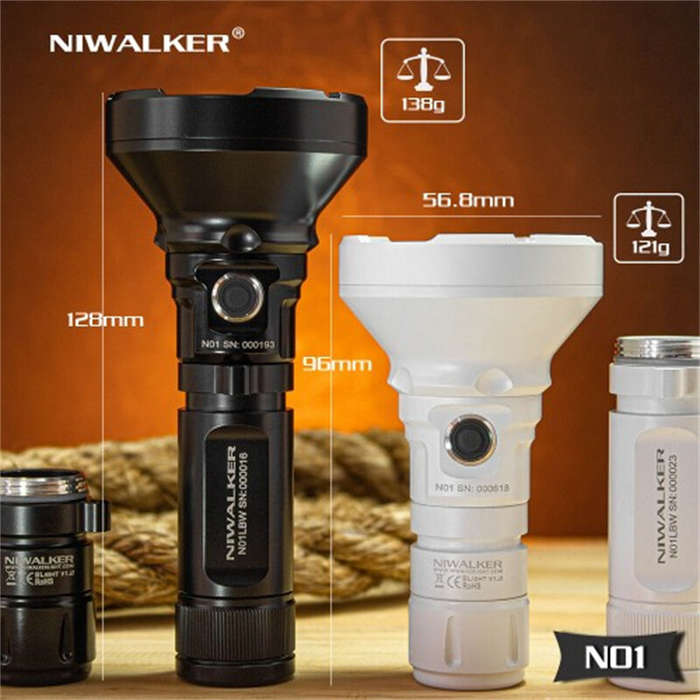 Black - Niwalker N01 750LM 650M EDC Flashlight Type-C Rechargeable IPX8 Waterproof 18350 Version Fla