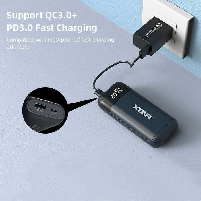 Blue - XTAR PB2SL QC3.0 Fast Charger Battery Charger 18650 21700 20700 Rechargable Li-ion Batteries